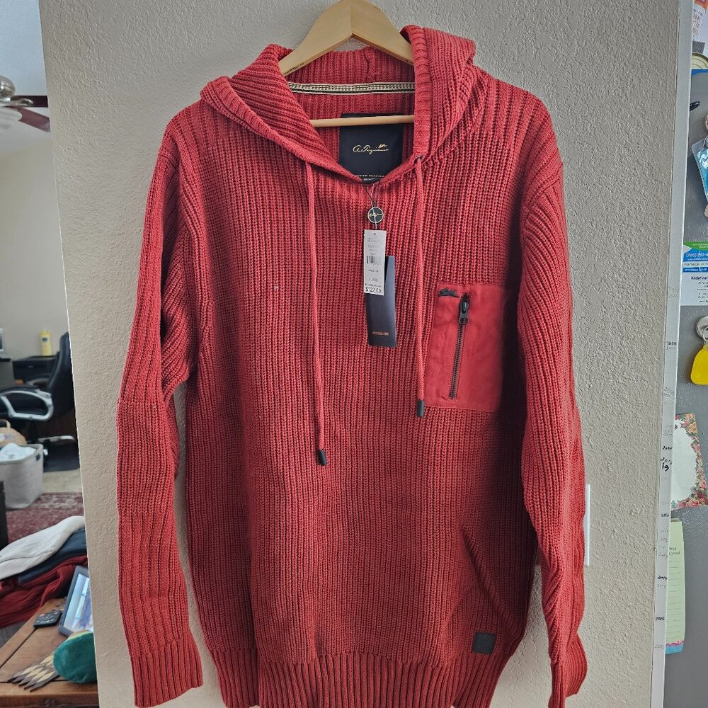 A.Tiziano Men's XL Orange/Rust Hooded Pull Over